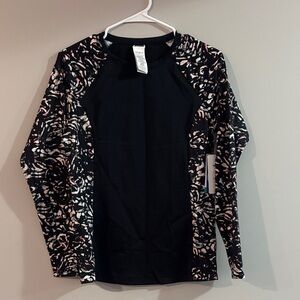 Roxy Black and Pink Patterned Swim Coverup